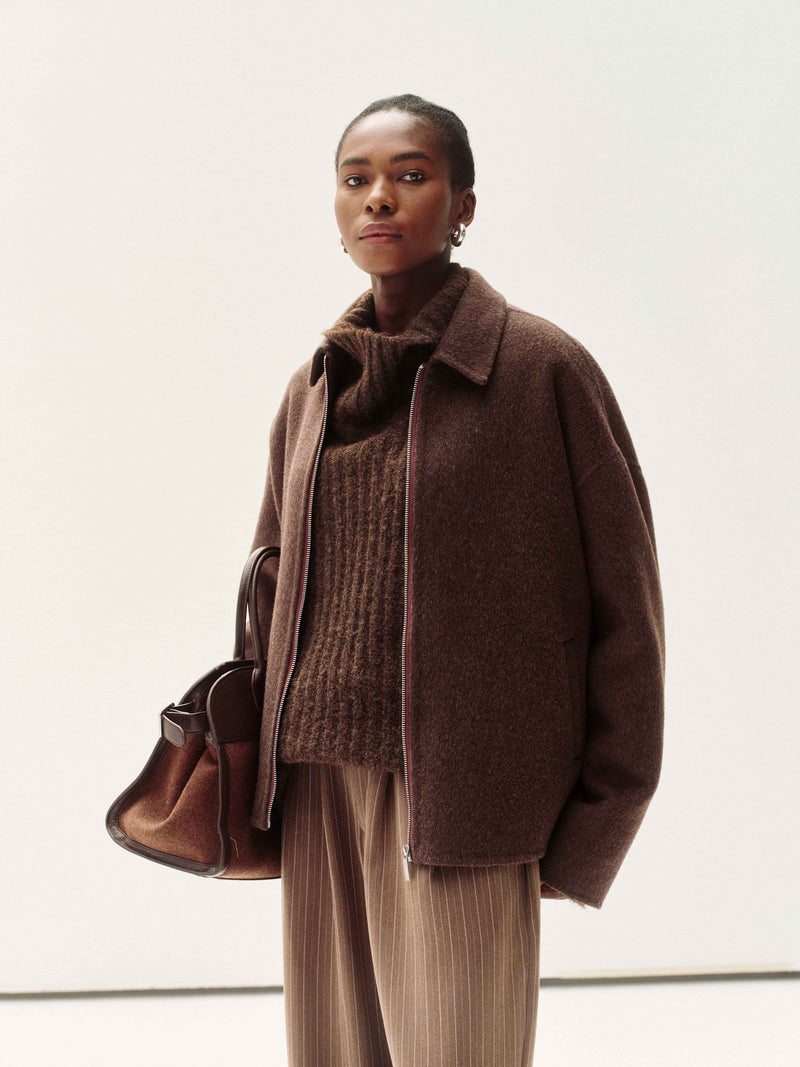 Minimalist Zip Wool Jacket