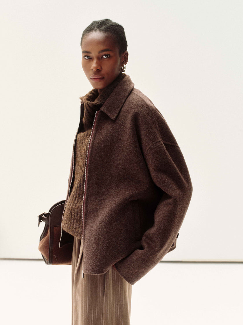 Minimaliste Veste en Laine zippée