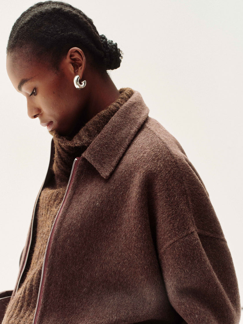 Minimaliste Veste en Laine zippée