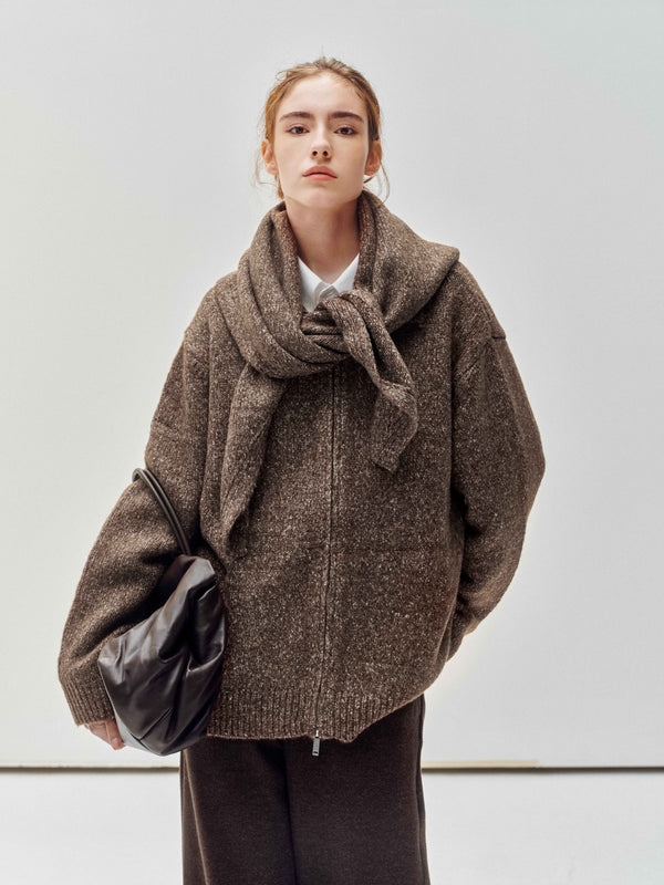 Granule Zip-Up Cardigan & Scarf