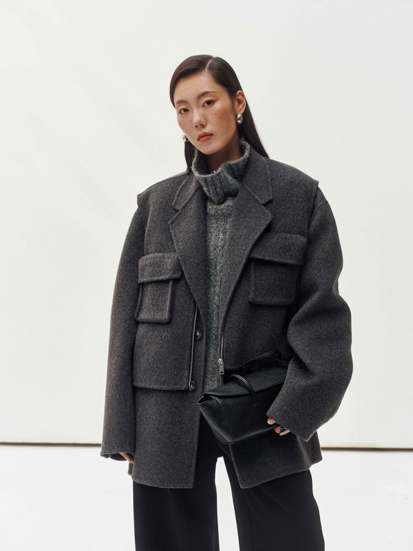 Blazer en laine rustique