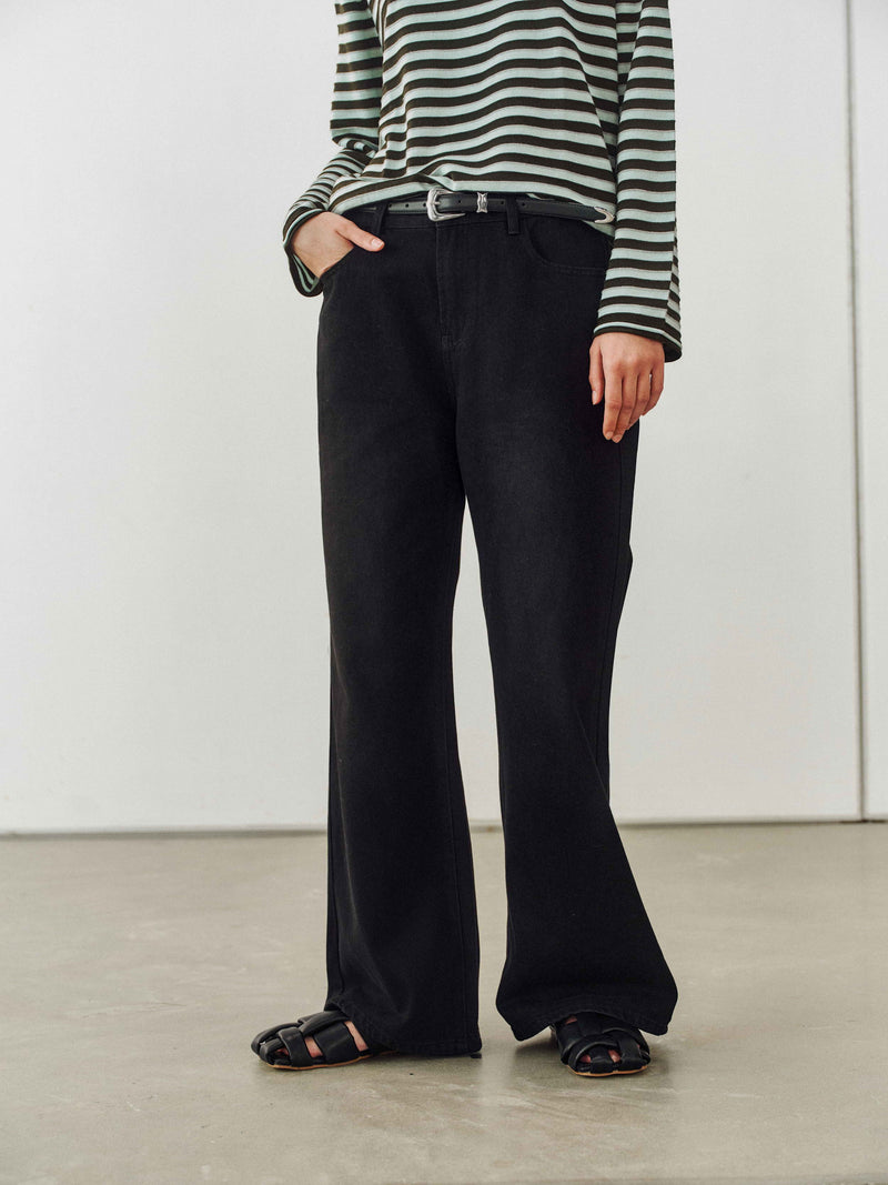 Shadow Fade Wide Jeans - Black