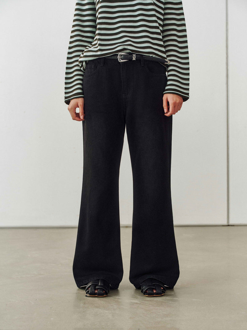 Shadow Fade Wide Jeans - Black