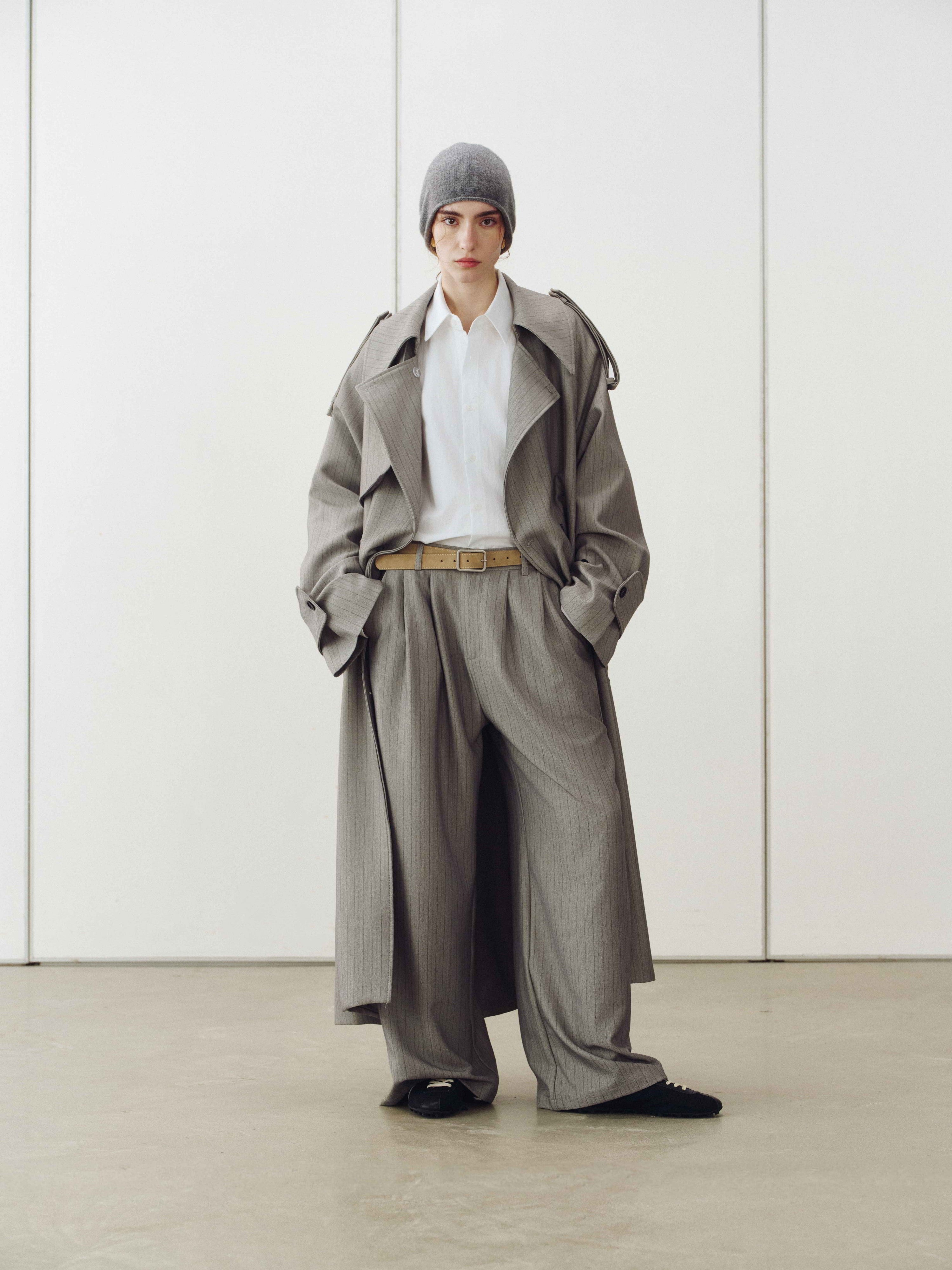 Drift Pinstripe Trench Coat – hemi blurr