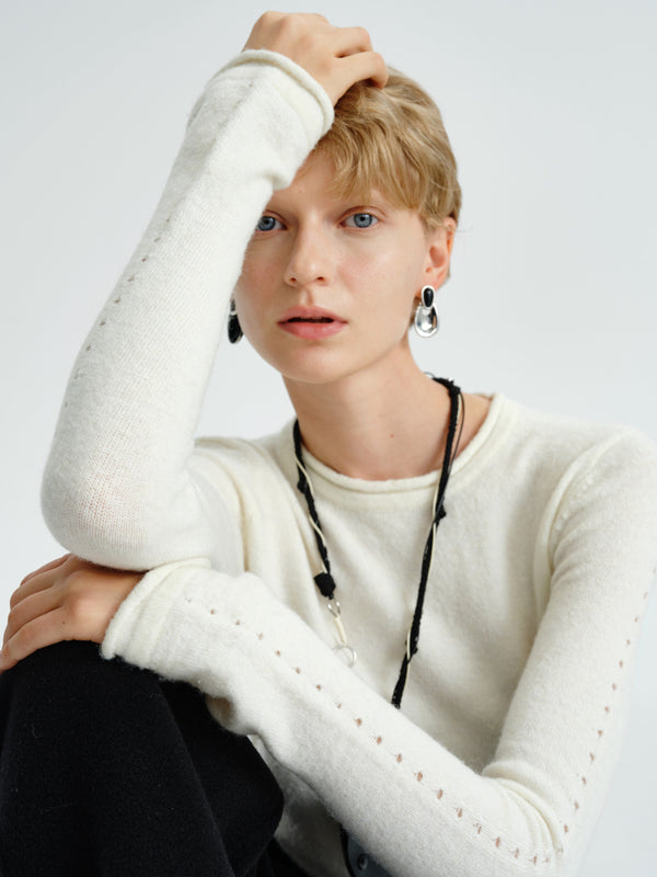 Haut en maille texturé à manches évasées