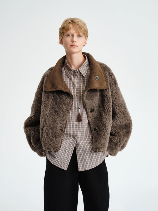 Veste réversible en peau lainée