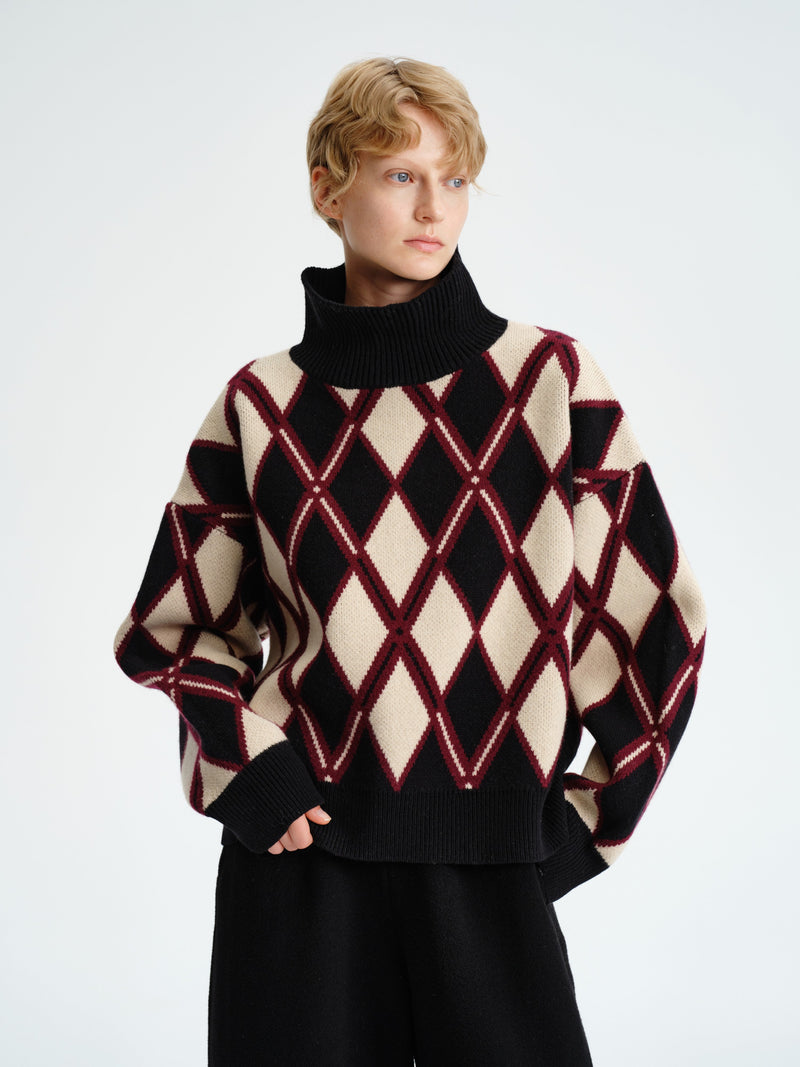 Argyle Wool Turtleneck