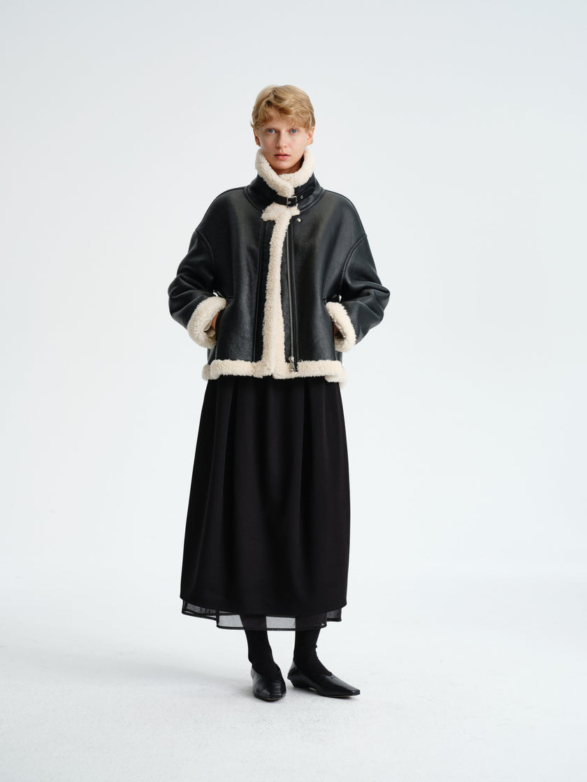 Jupe en mélange de laine à couches