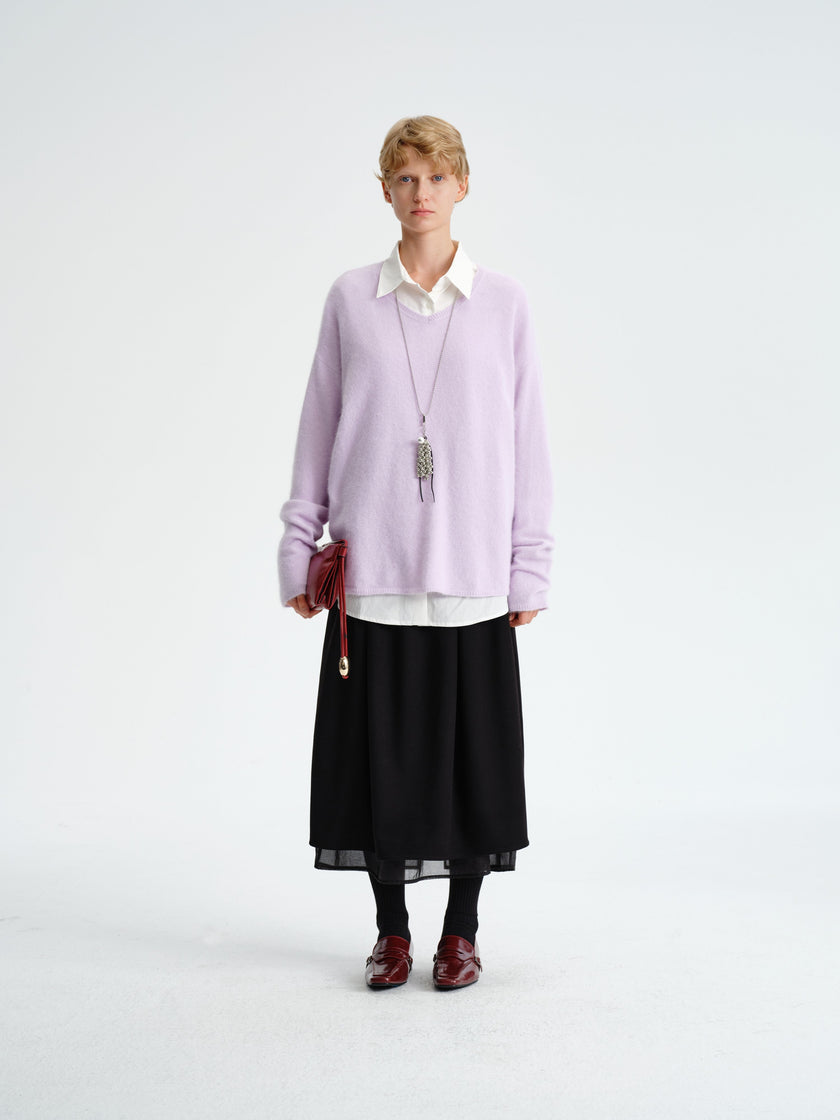 Jupe en mélange de laine à couches