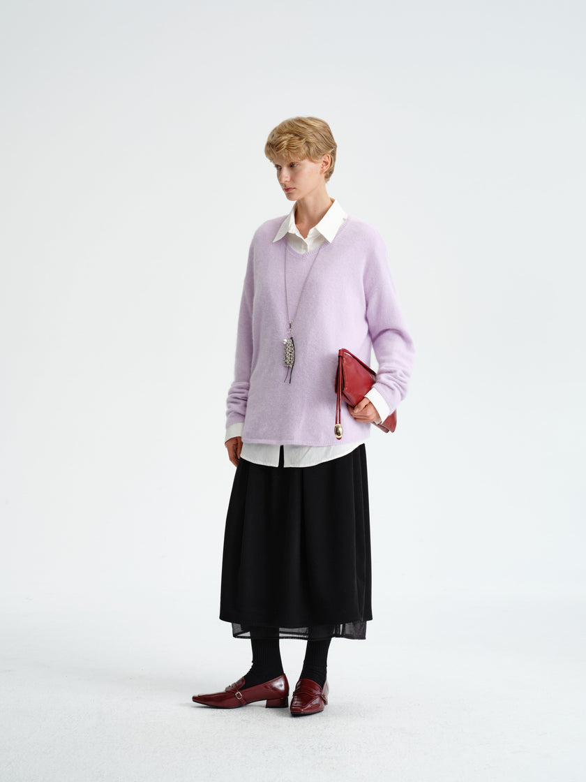 Jupe en mélange de laine à couches