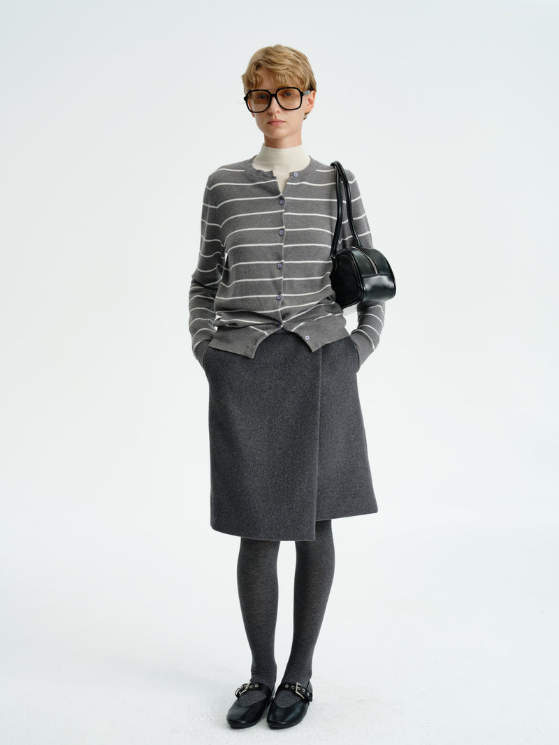 Asymmetric Wool-Blend Skirt