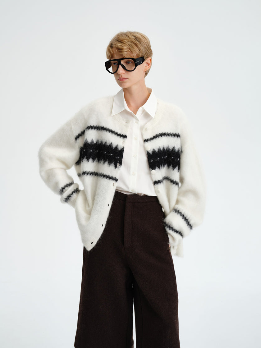 Cardigan en laine mohair Fair Isle