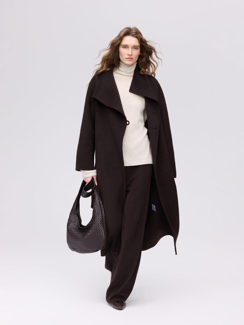 Wool Camel High-Neck Coat