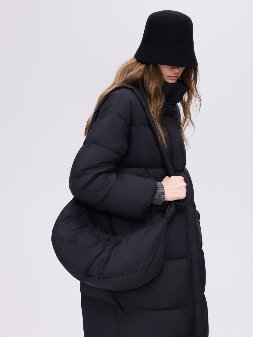 Manteau long en duvet à col montant