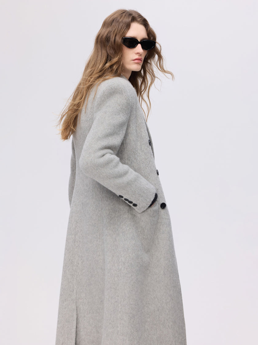 Manteau croisé en laine et alpaga