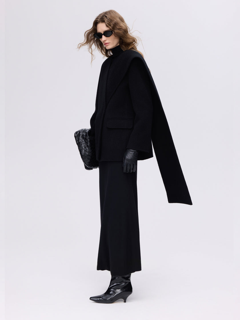 Wool Coat with Belt & Scarf