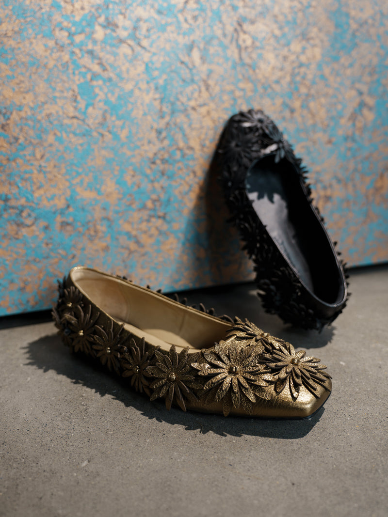 YAOSAN Leather Floral Ballet Flats