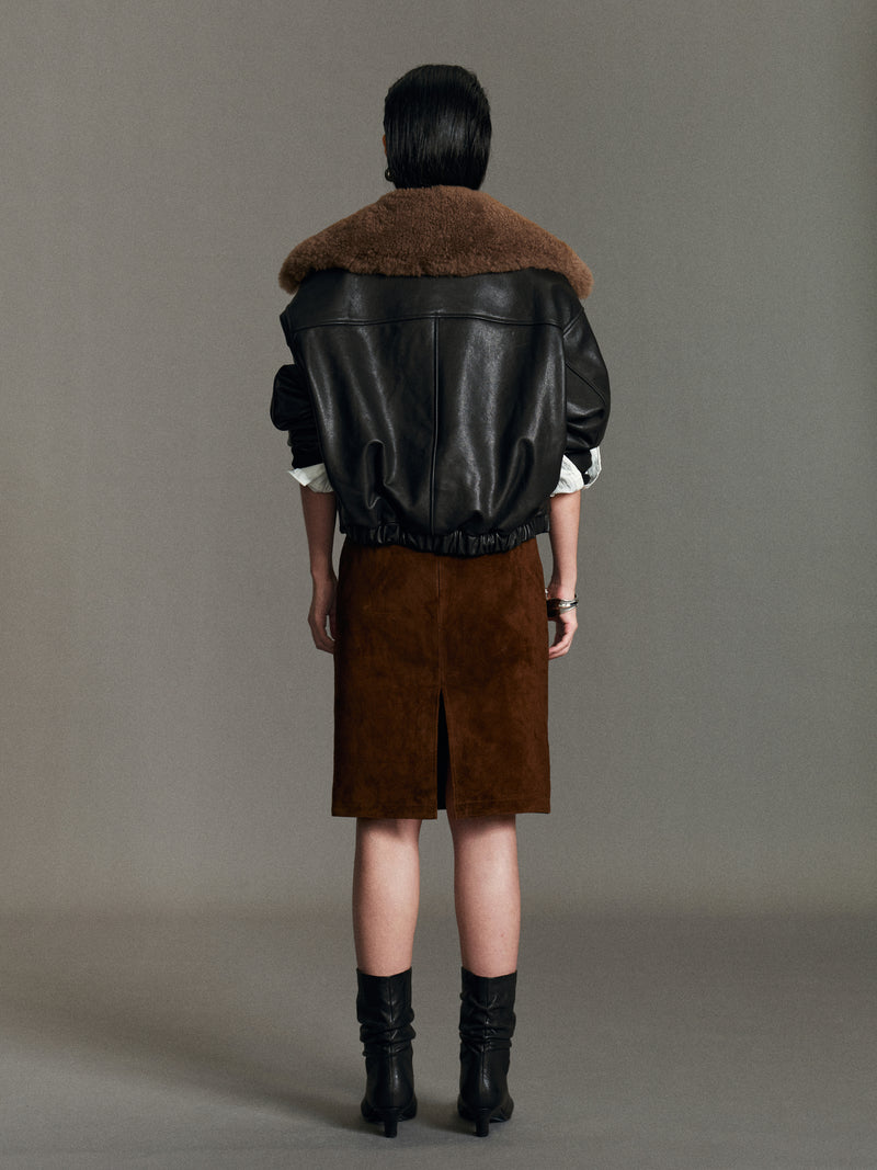 Neris Leather Down Bomber