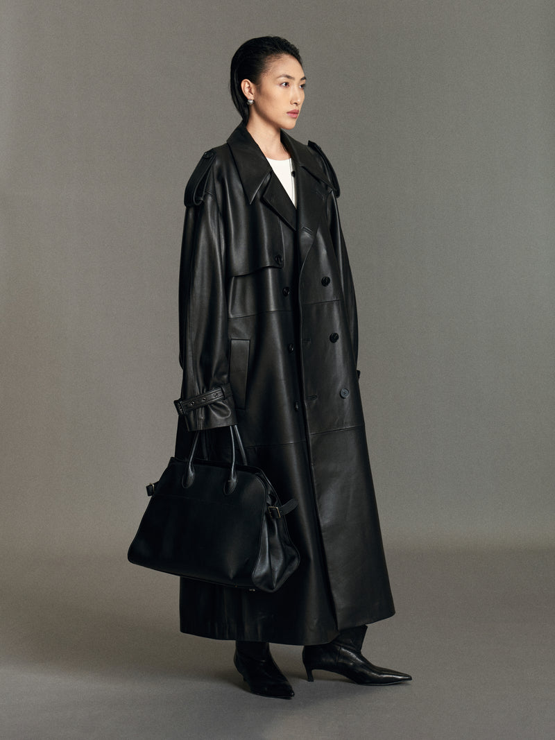 Liv Leather Trench Coat