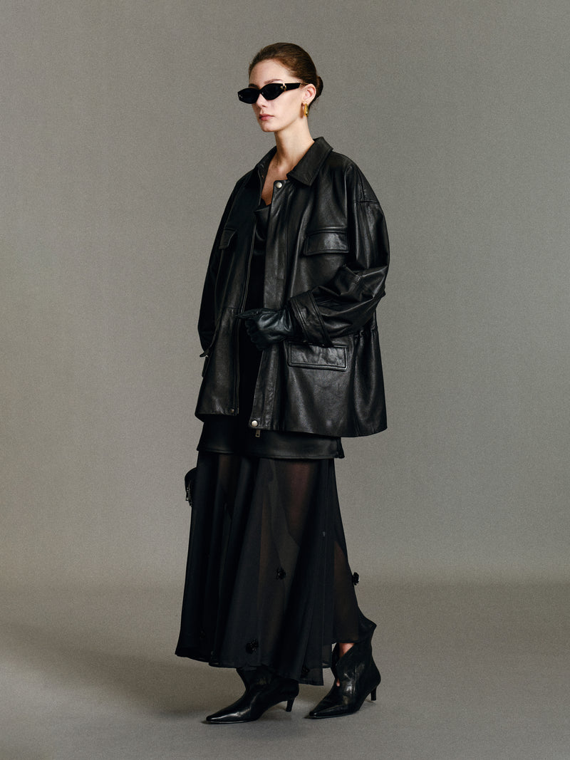 Runa Cape Leather Jacket