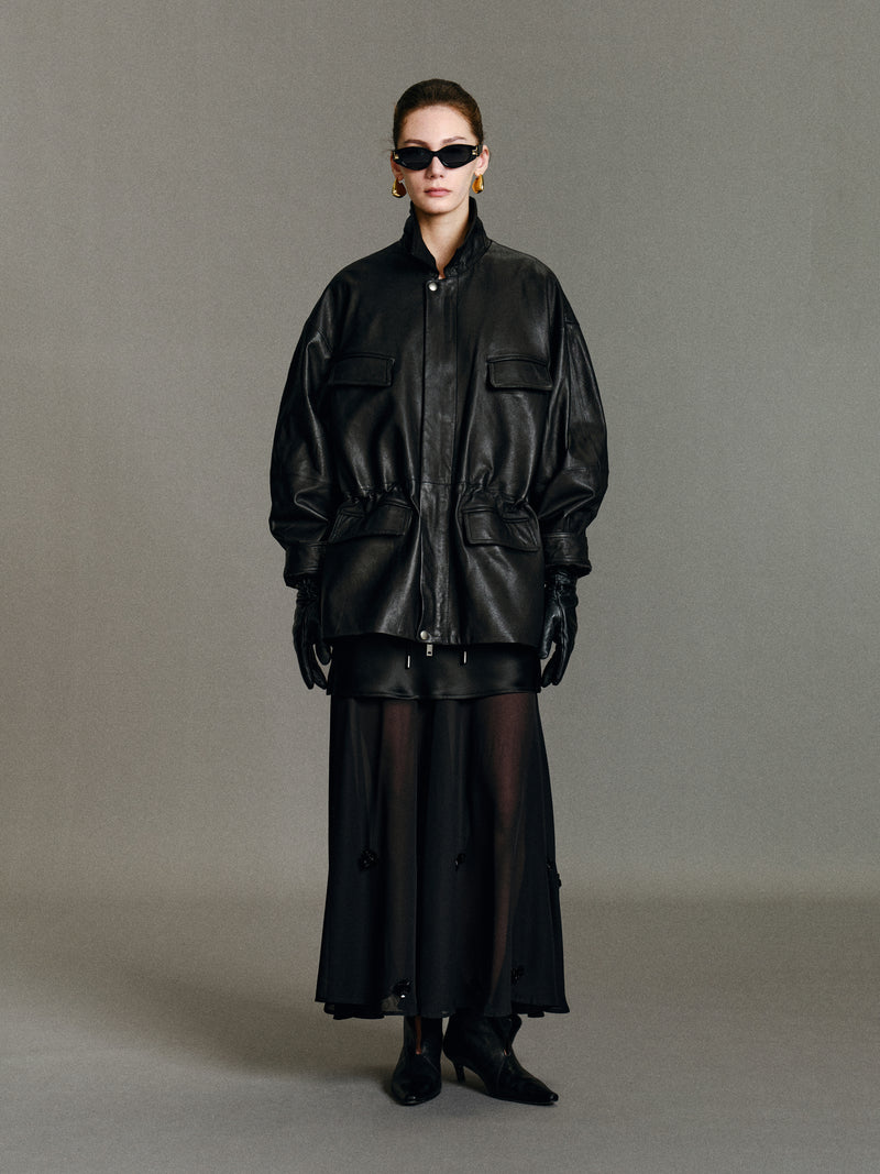 Runa Cape Leather Jacket