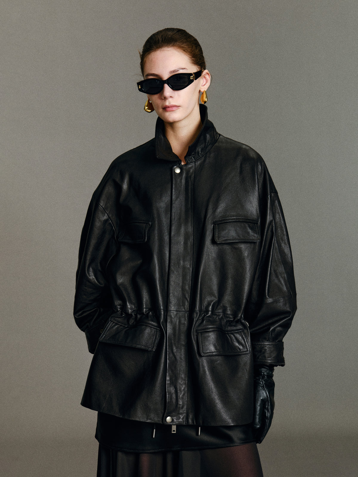Runa Cape Leather Jacket