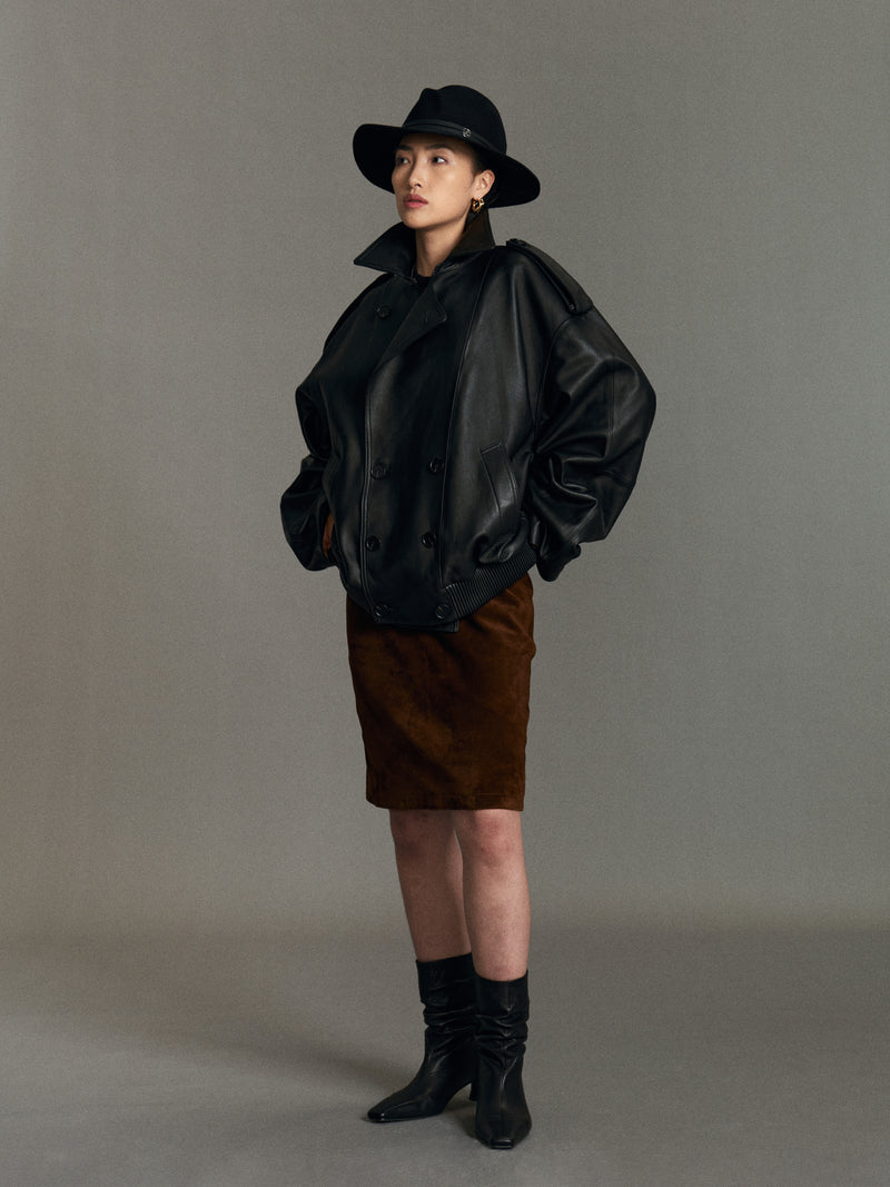 Alba Cape Leather Bomber