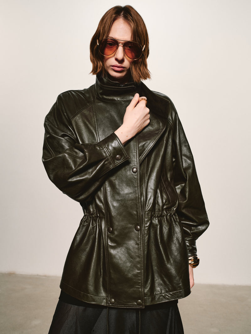 Lustrous Waxed Leather Jacket