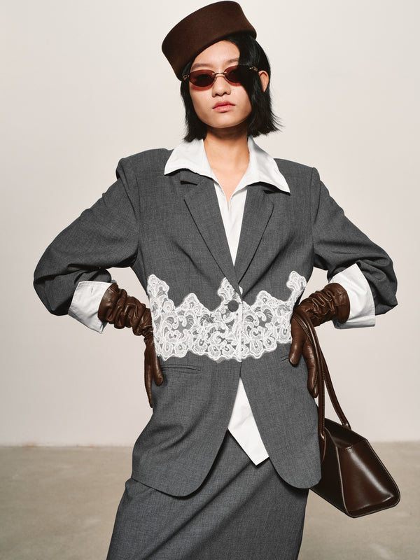 Filigree Spliced Blazer