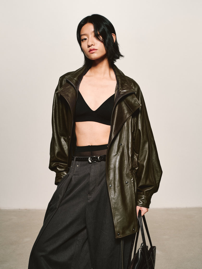 Lustrous Waxed Leather Jacket