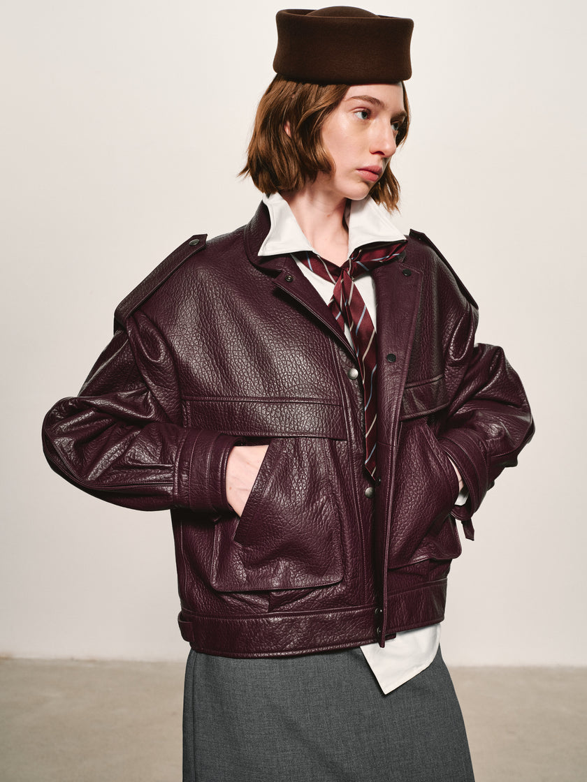 Grained Leather Jacket