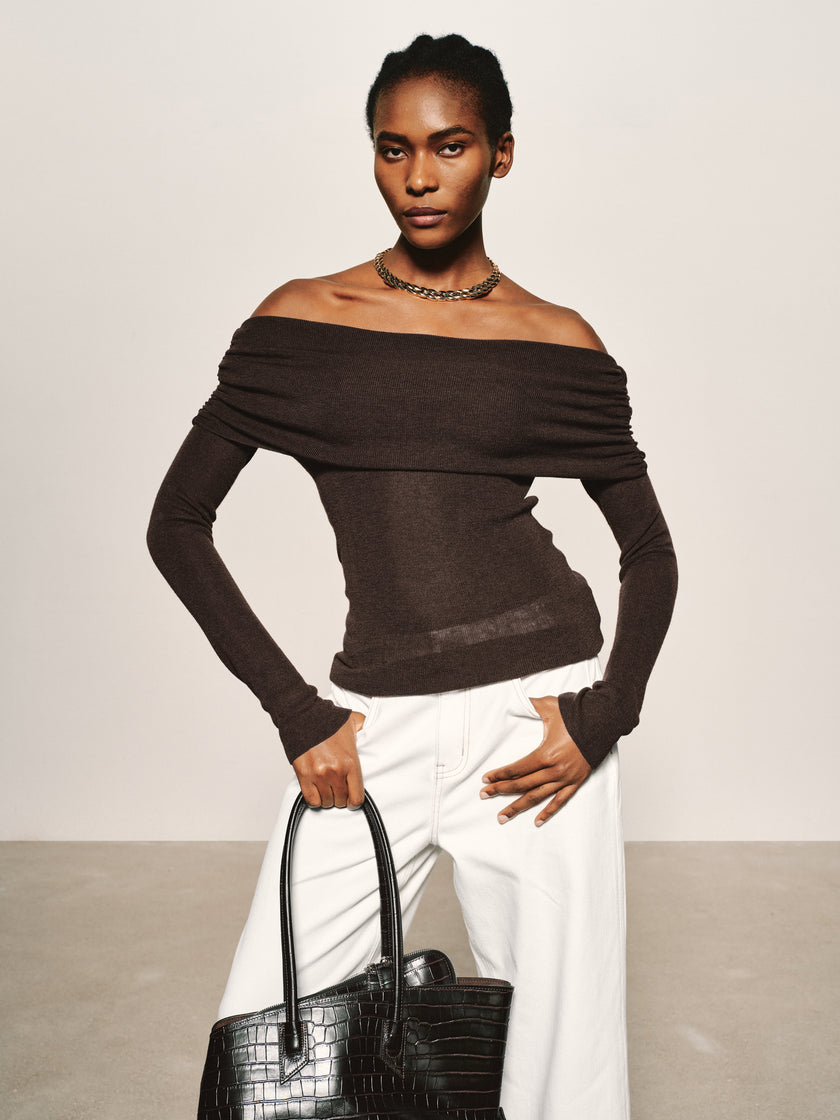 Bardot Folded Wool Top