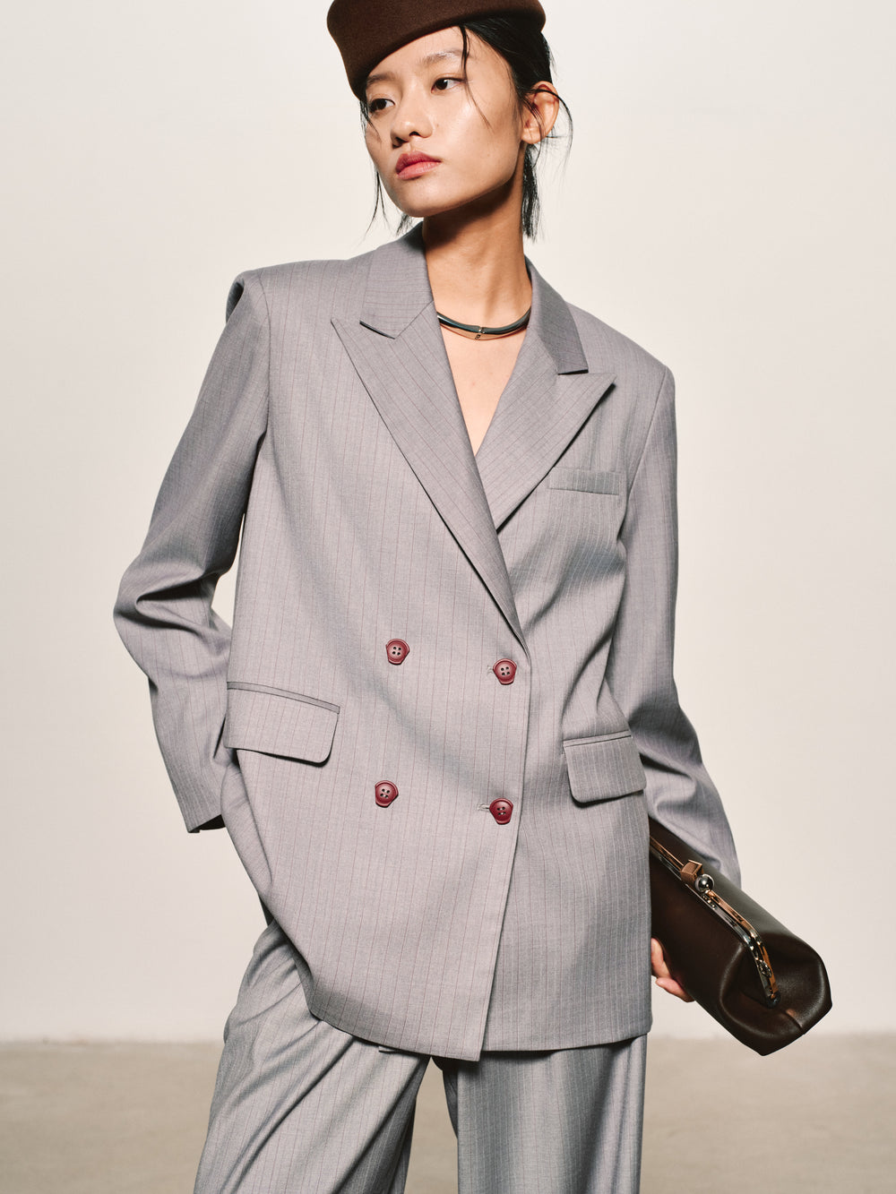 Pinstripe Wool-Blend Blazer