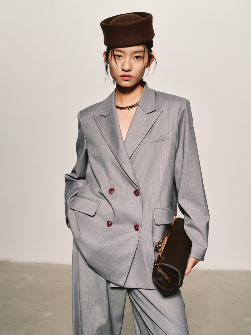 Pinstripe Wool-Blend Blazer