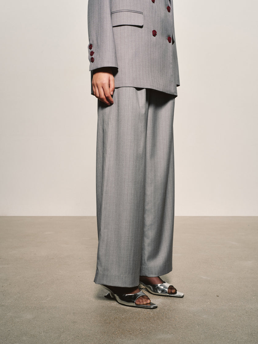 Pinstripe Wide-Leg Trouser