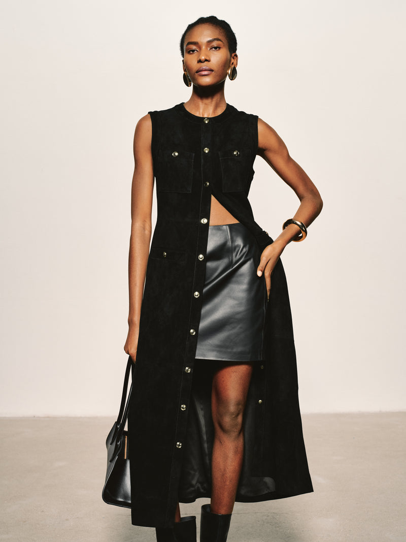 Lustre Leather Mini Skirt