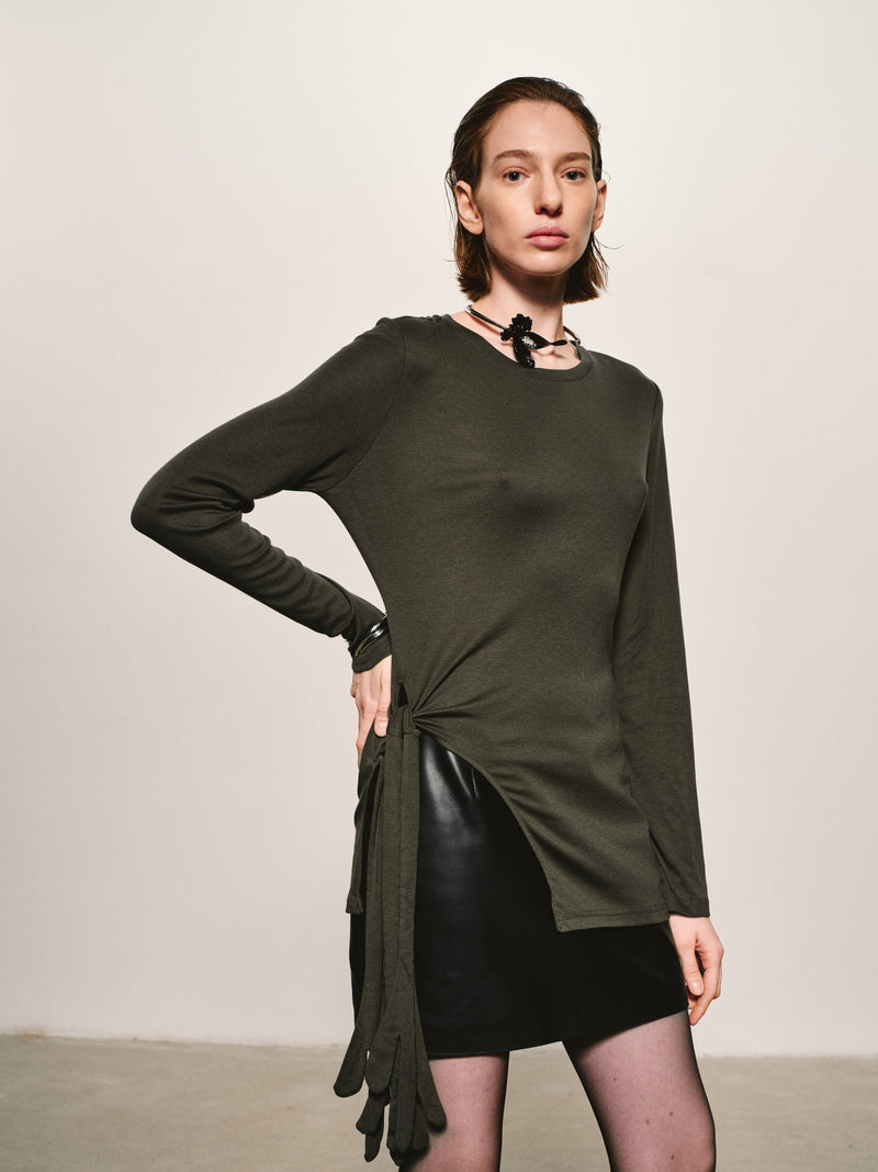 Lustre Leather Mini Skirt