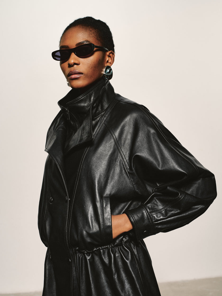 Lustrous Waxed Leather Jacket