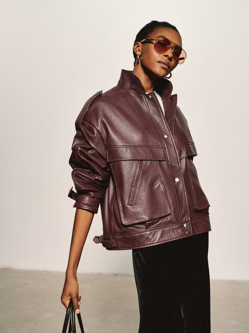 Grained Leather Jacket