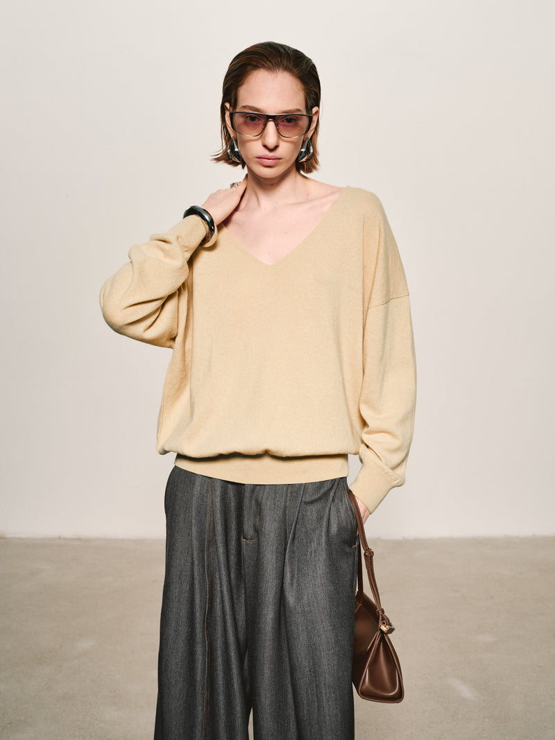 Dune Linen-Wool V-Neck