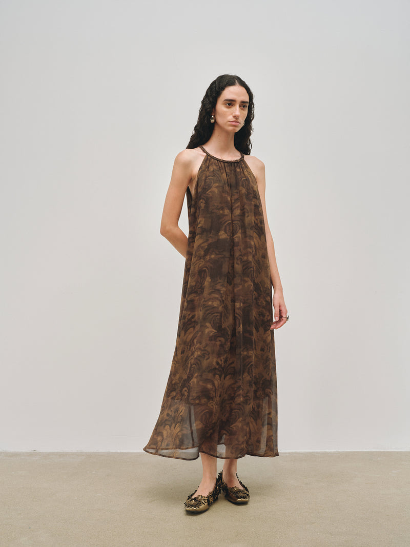 Robe dos nu imprimée Iria