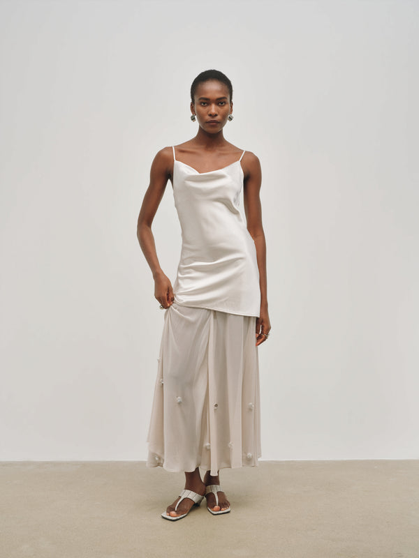 Zephyr Sheer-Hem Slip Dress