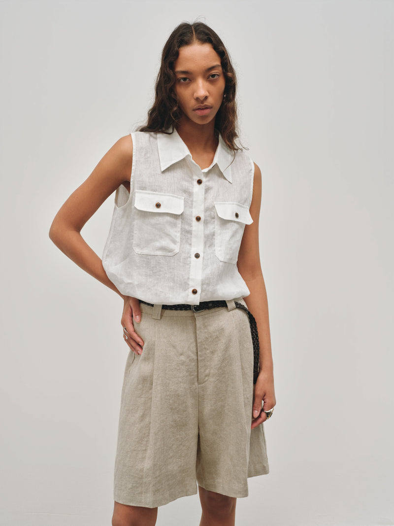Islet Fold Linen Shorts