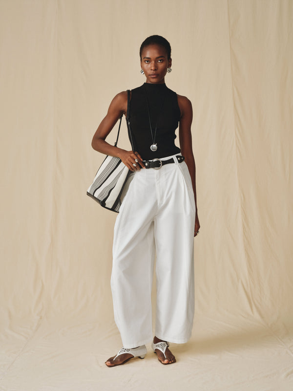 Pantalones anchos con cinturón de Tencel