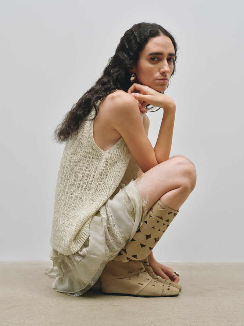 Bottes ajourées en daim YAOSAN - Abricot