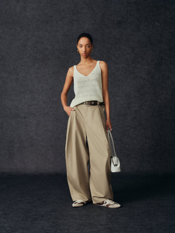 Pantaloni ampi con cintura in Tencel