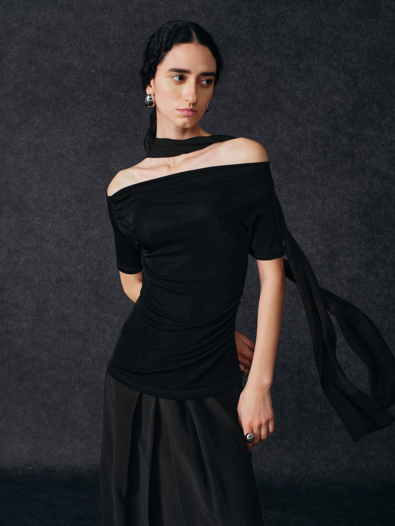 Lune Asymmetric Scarf Top