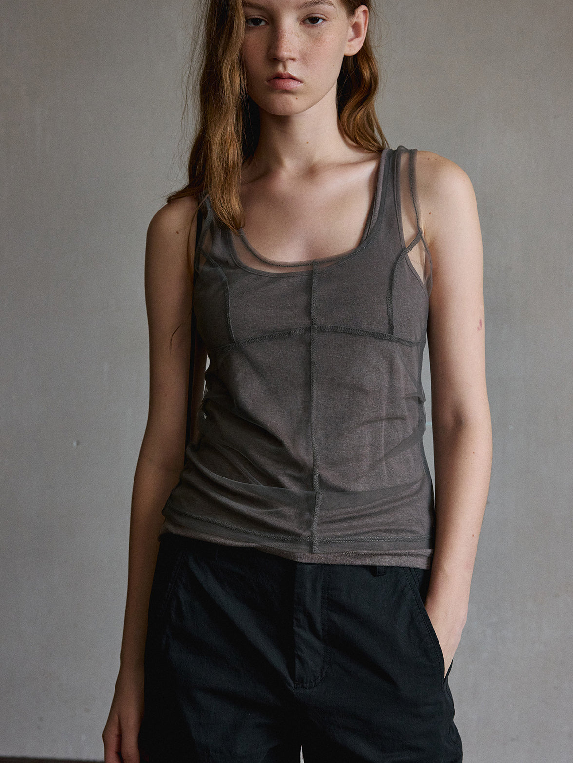 Umber Mesh Layer Cami