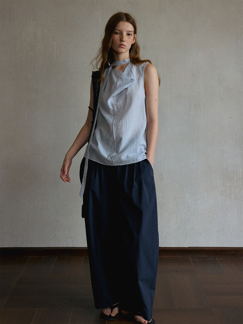 Zephyr Asymmetric Tie-Neck Top