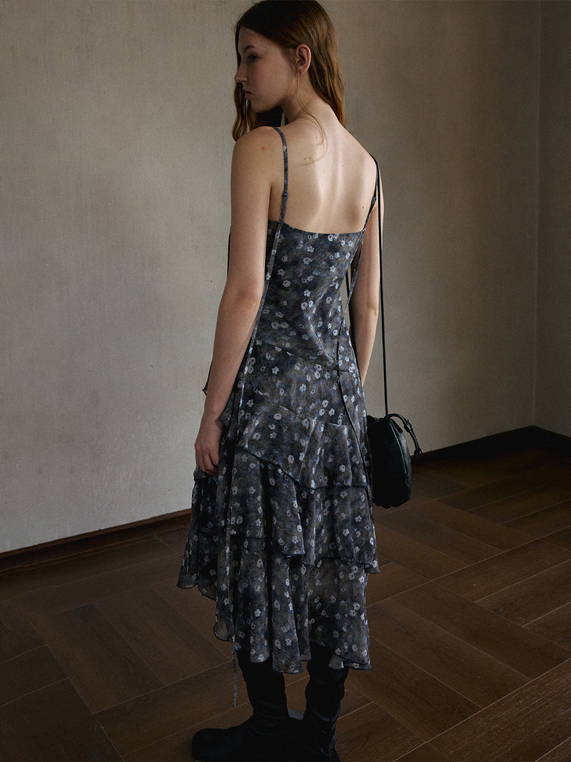 Quartz Asymmetric Ruffle Dress